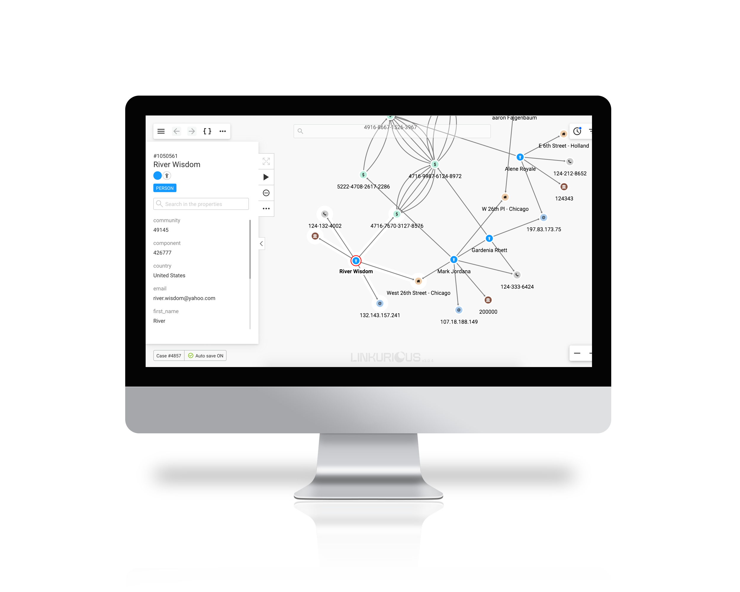 screenshot of Linkurious Enterprise graph investigation platform