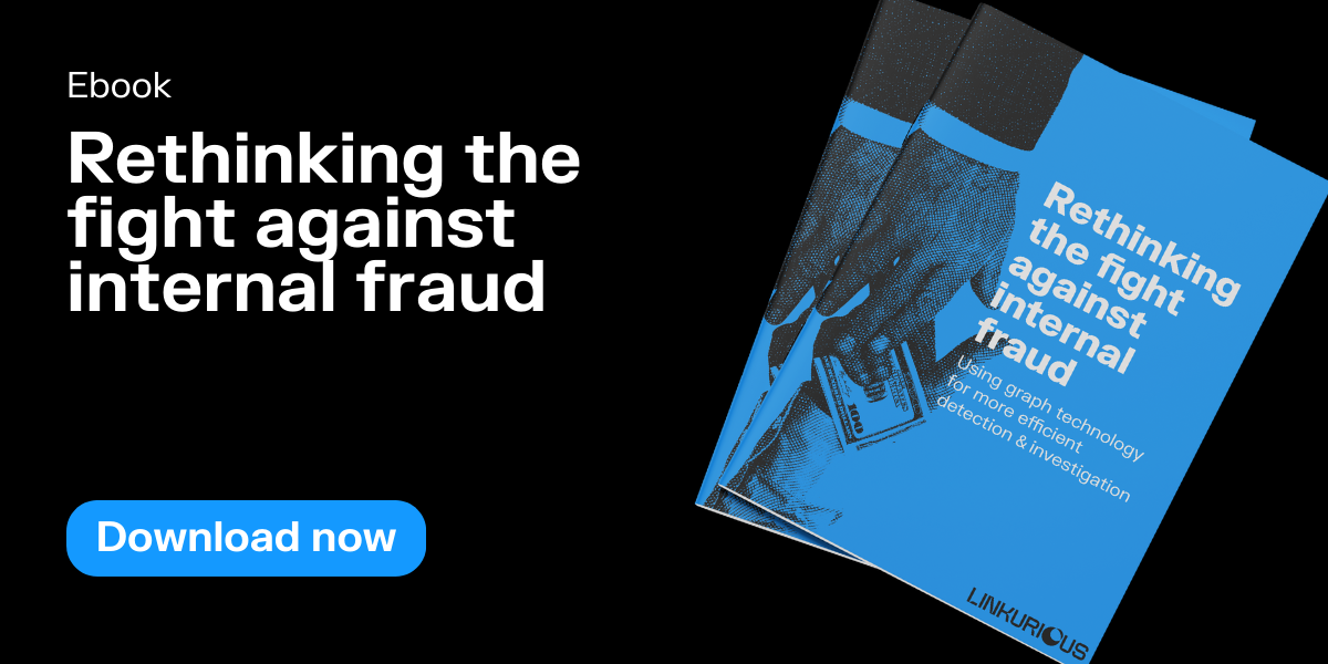 Banner with call to action to download the Linkurious ebook Rethinking the fight against internal fraud