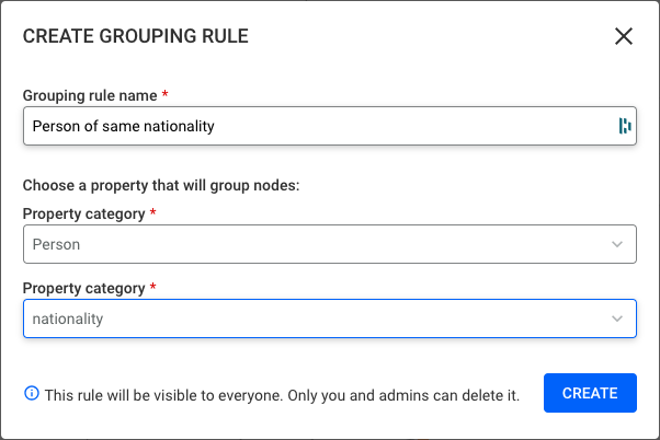 creating a node grouping rule in Linkurious Enterprise