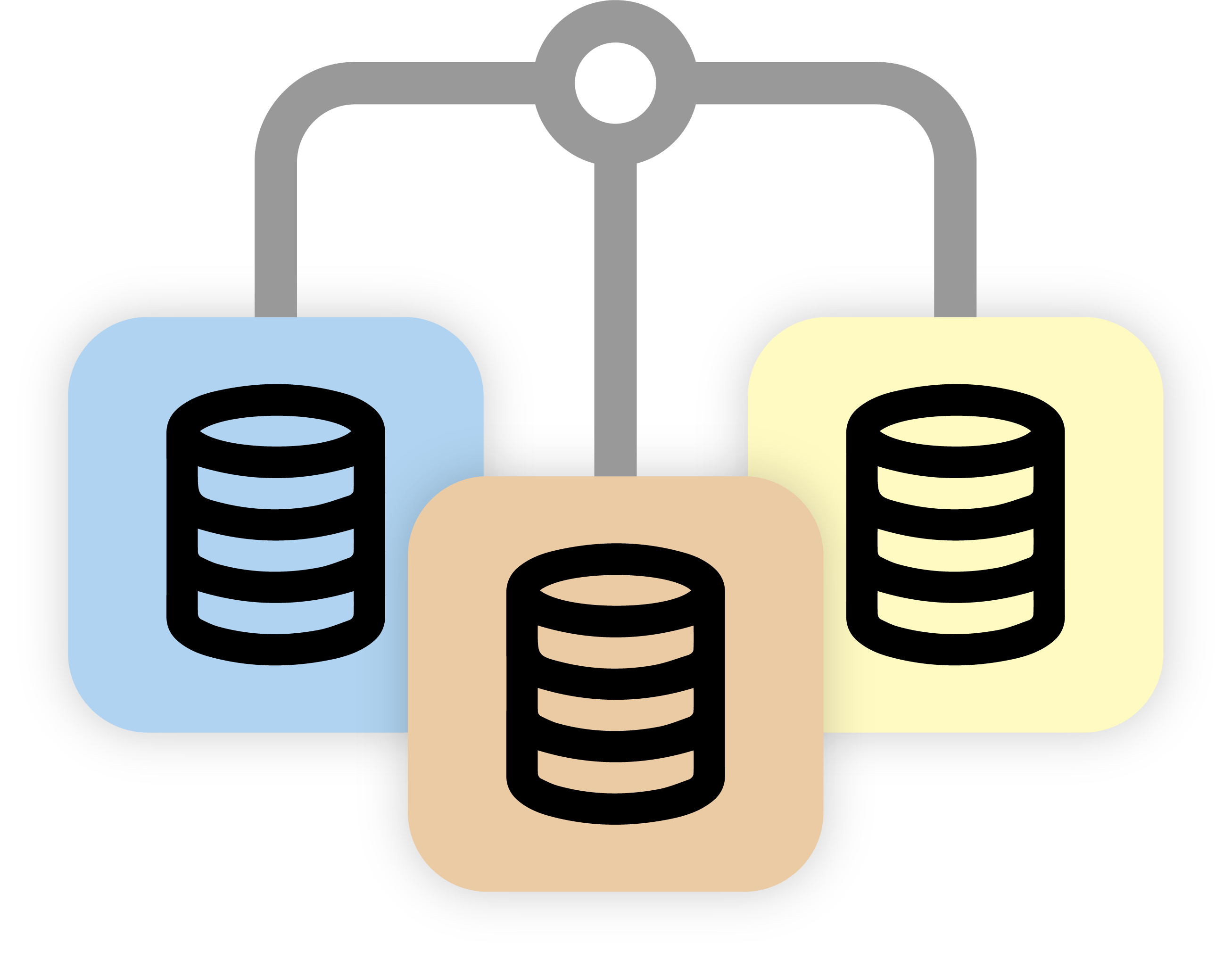 An illustration representing a siloed database