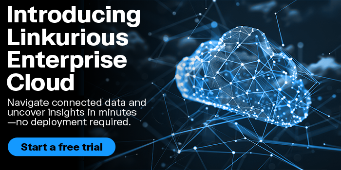 Linkurious Enterprise Cloud banner with CTA Start a free trial