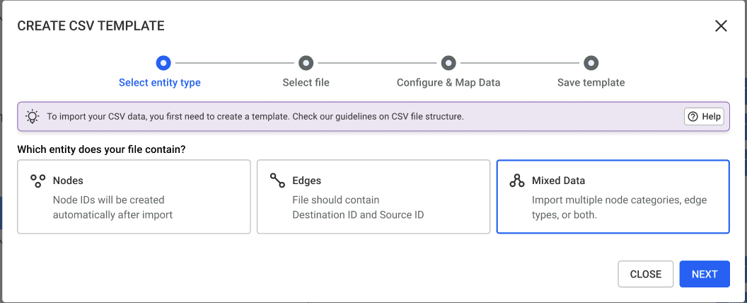CSV import advanced mode panel